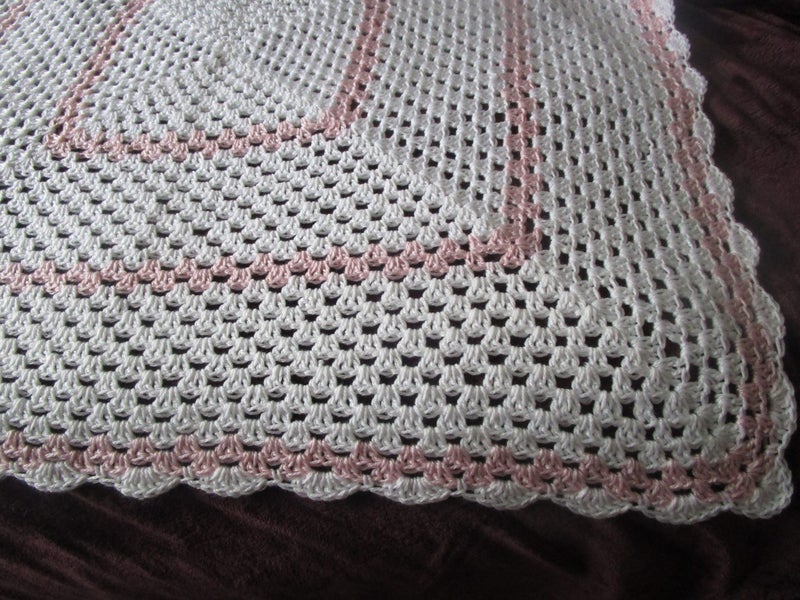 Silvery White and Pink crocheted baby shawl/blanket**(this weeks SPECIAL) Carousel 1