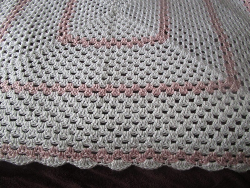 Silvery White and Pink crocheted baby shawl/blanket**(this weeks SPECIAL) Carousel 2