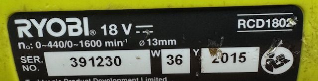 RYOBI 18V CORDLESS DRILL ONLY - RCD1802 (BOX #10) Carousel 2