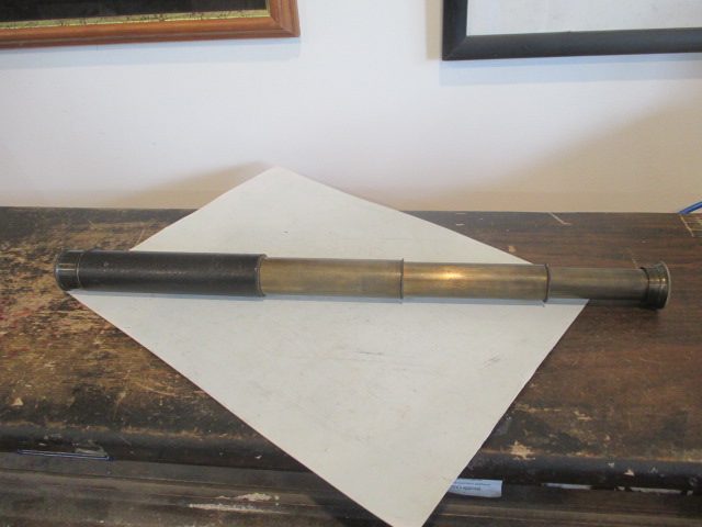 ENGLISH TELESCOPE. VINTAGE BRASS 18X MAG. ENGEECO. 4 DRWR Carousel 1