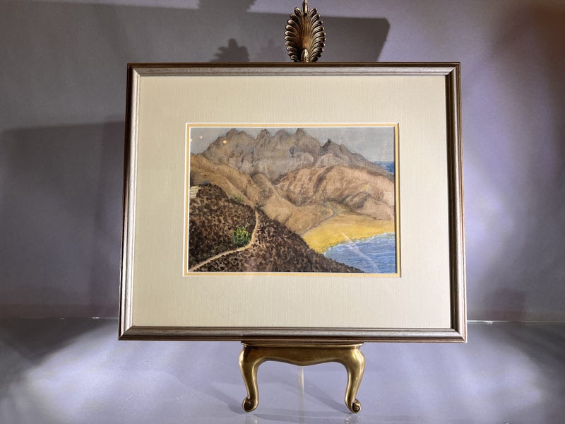 Vintage Welsh Landscape 'Shamisen Range, Aden' Watercolour62854320303747117