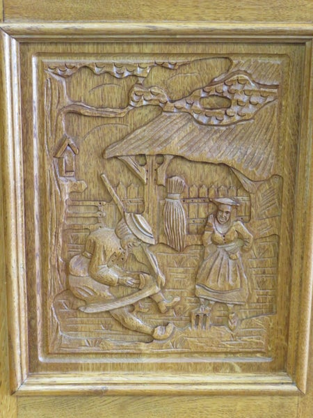 French Solid Oak Bookcase/Display Cabinet Carousel 13