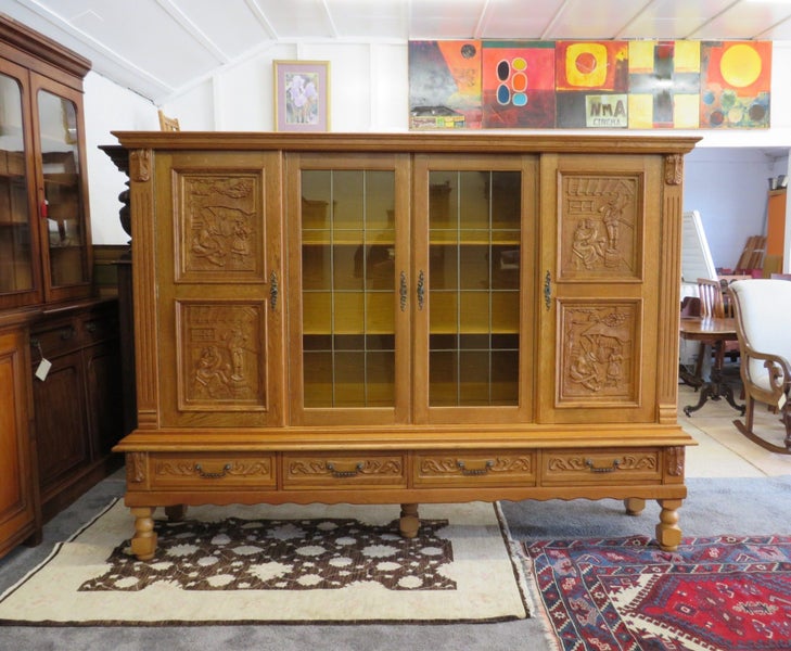 French Solid Oak Bookcase/Display Cabinet Carousel 1