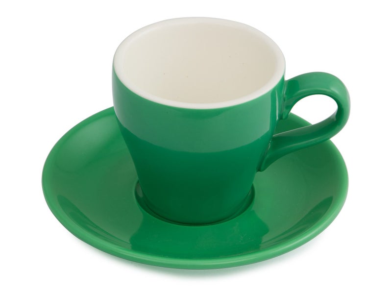 180ml Tulip Coffee Cup & 14cm Saucer - Green, Glazed Porcelain Carousel 1