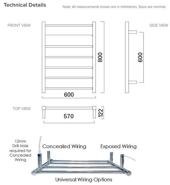 Quadro Square Ladder 7 Bar 800x600 - BRUSHED NICKEL - new Carousel 2