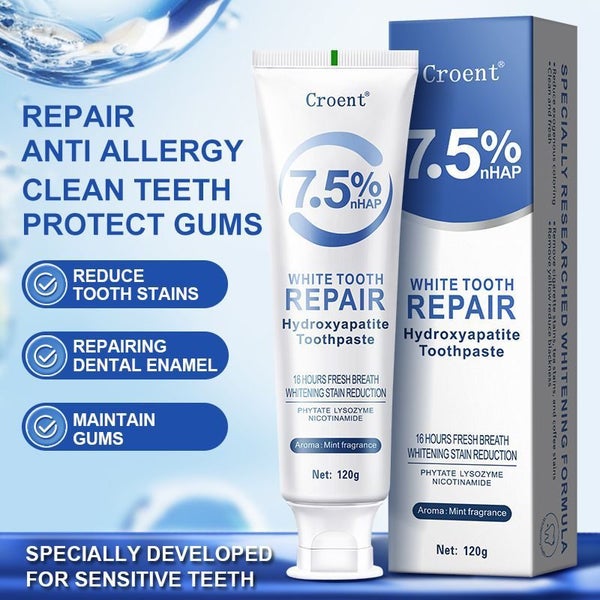 White Tooth Repair Hydroxyapatite Toothpaste Enamel Protection Freshening Breath Carousel 1