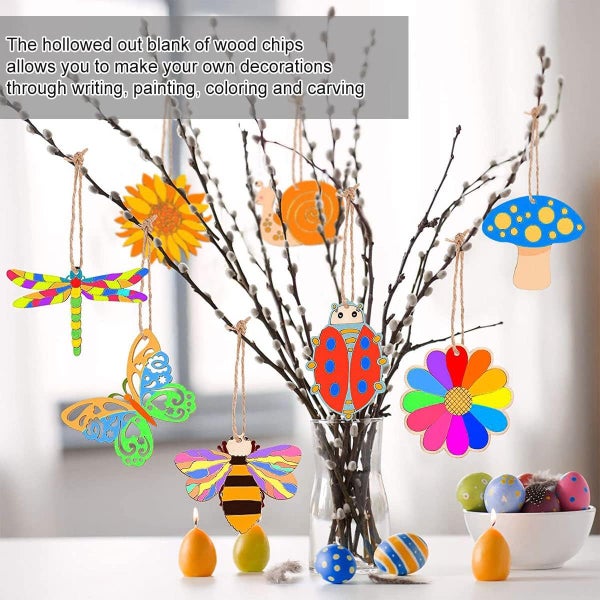 80pcs Unfinished Wood Cutouts 8 Styles Wooden Paint Crafts Creativity Developm Carousel 2