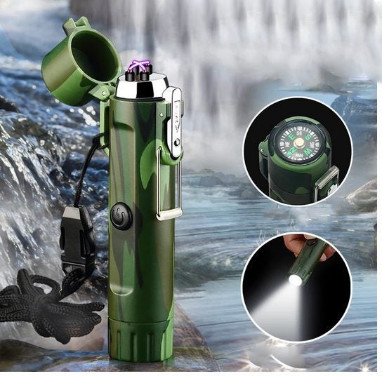 USB Portable Electric ARC Plasma Lighter with Flashlight Compass Outdoor Lighter Carousel 1