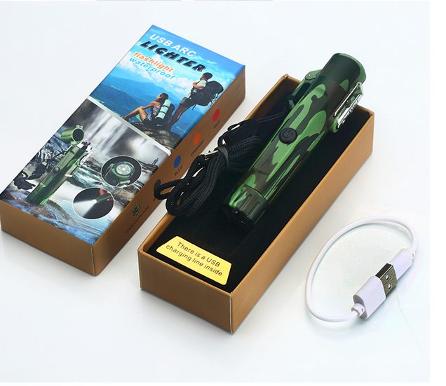 USB Portable Electric ARC Plasma Lighter with Flashlight Compass Outdoor Lighter Carousel 2