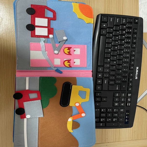 Washable Montessori Baby Busy Board 3D Toddlers Story Cloth Book Education Toys Carousel 12
