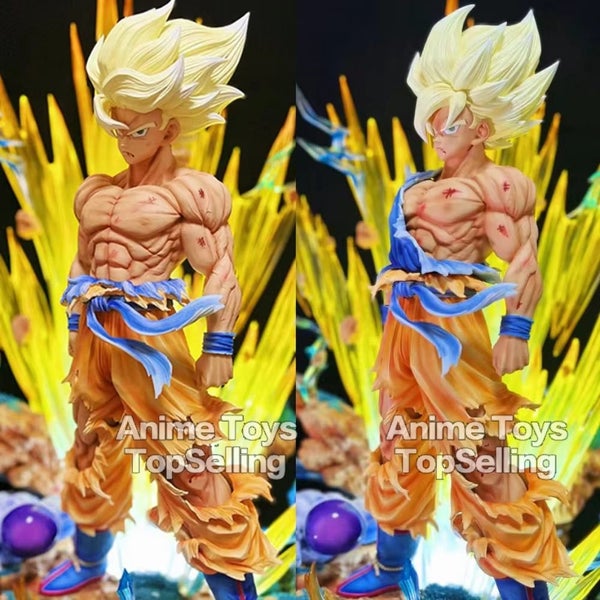 28cm Dragon Ball Z Figure Super Saiyan Gk Blood coating Gokou PVC Model Carousel 1