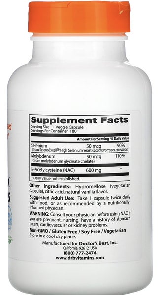 180 VCAPS NAC ( N ACETYL CYSTEINE ) DETOX REGULATOR - E0427 Carousel 2
