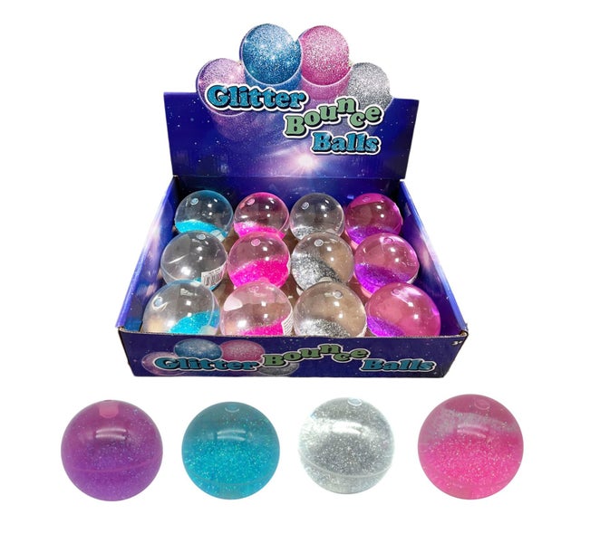12pc Glitter Bouncing Ball 6.5cm,Novelty Balls,Wedding, holiday, party toys Carousel 1