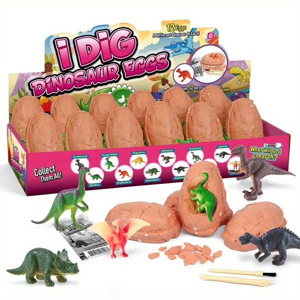 12pc I Dig Dinosaur Egg,Novelty Dinosaur,Wedding, holiday, puzzle toys Carousel 1