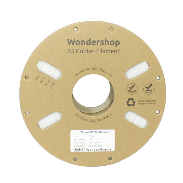 3D Printer PETG Filament 1.75mm 1kg - White Carousel 2