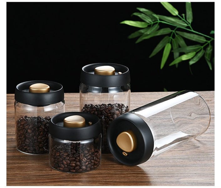 Glass Coffee Canister with Airtight Seal for Tea & Beans Storage - White Carousel 8