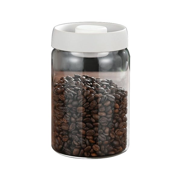 Glass Coffee Canister with Airtight Seal for Tea & Beans Storage - White Carousel 1