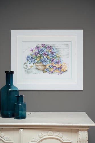 Lanarte Cross Stitch Kit - Hydrangea on a bench Carousel 2