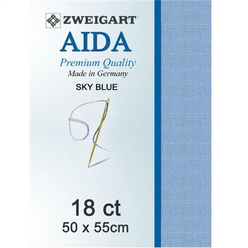 Zweigart Aida 18ct 50x55cm Sky Blue Carousel 1