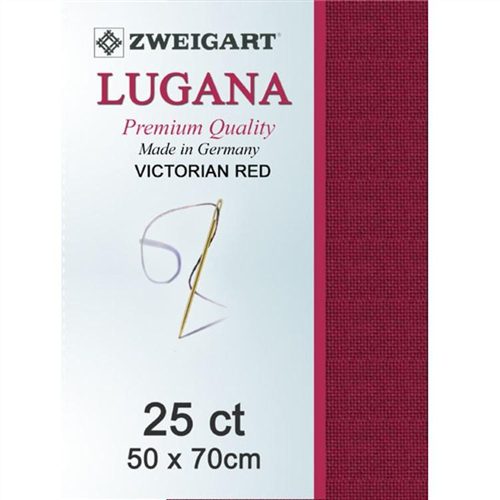 Zweigart Lugana 25ct Evenweave Fabric Victorian Red Carousel 1