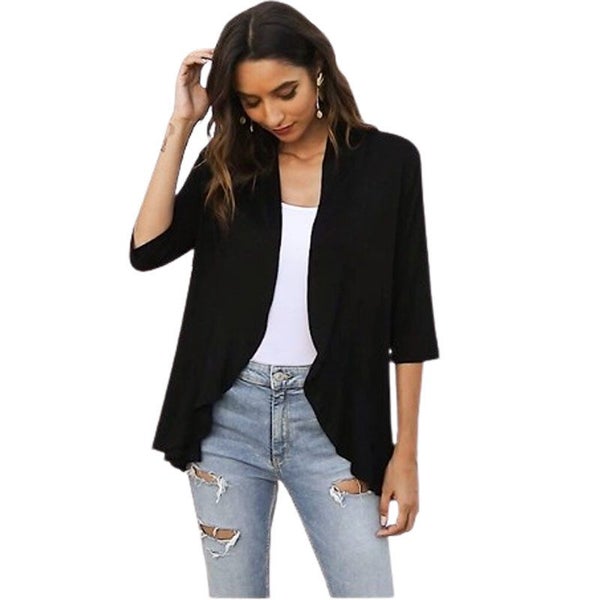 Ladies Basic Knit Short Cardigan Carousel 1