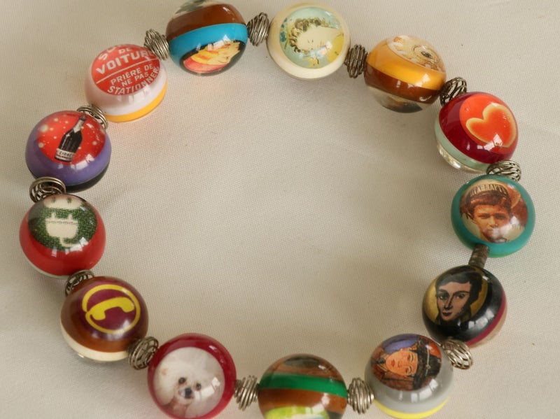 Vintage French Designer Artisan Choker Large Pop Art Post Modern Beads Carousel 7