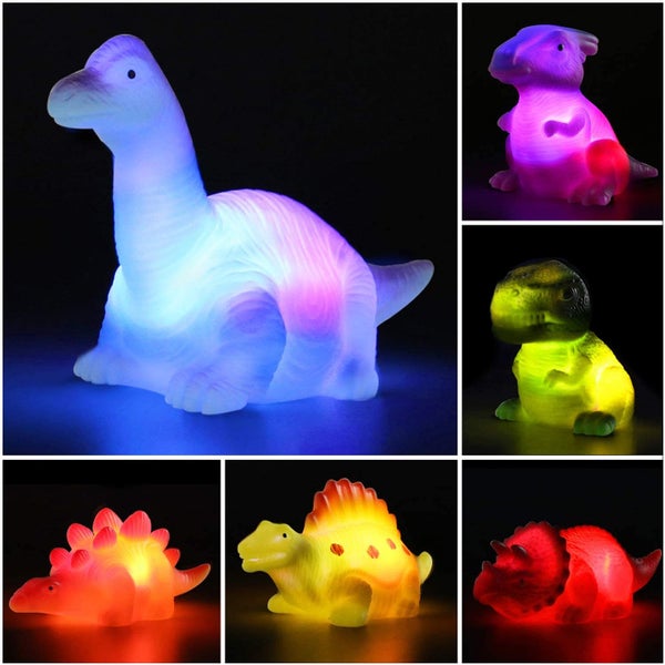 6 Packs Light-Up Floating Dinosaur Bath Toys Set Bathtub Shower Pool Bath Toys Carousel 2