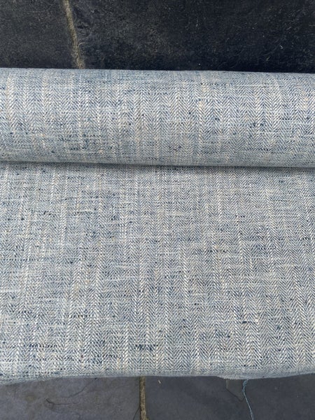 Aqua blue herringbone fabric Carousel 1