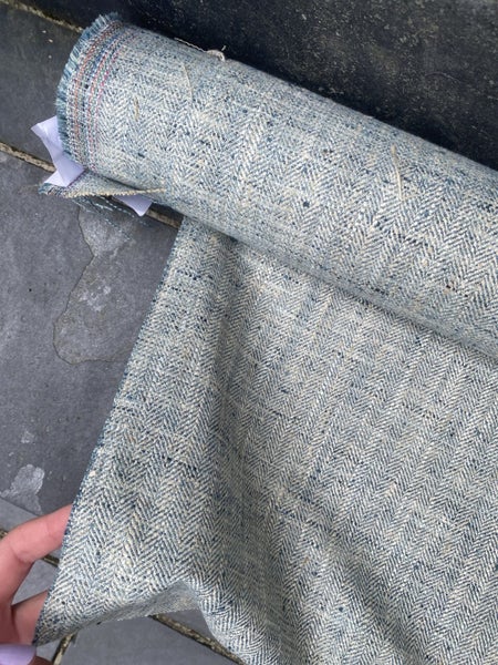 Aqua blue herringbone fabric Carousel 2