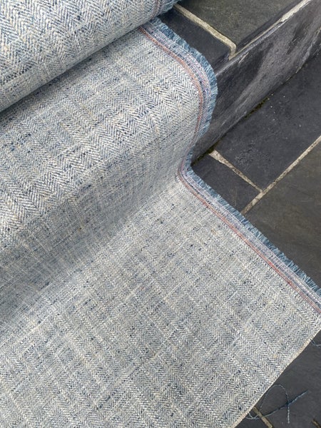 Aqua blue herringbone fabric Carousel 5
