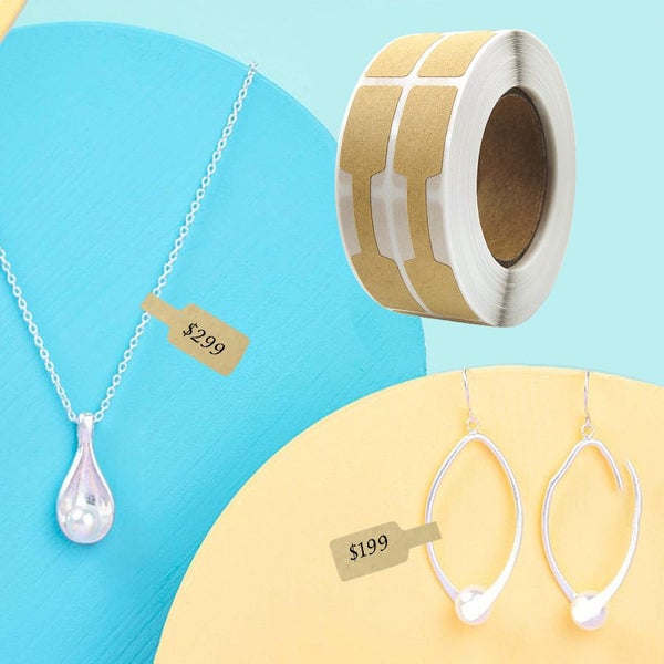 NEW 500Pcs/Roll Jewelry Price Tags Self Adhesive Jewelry Price Labels Blank Tags Carousel 1