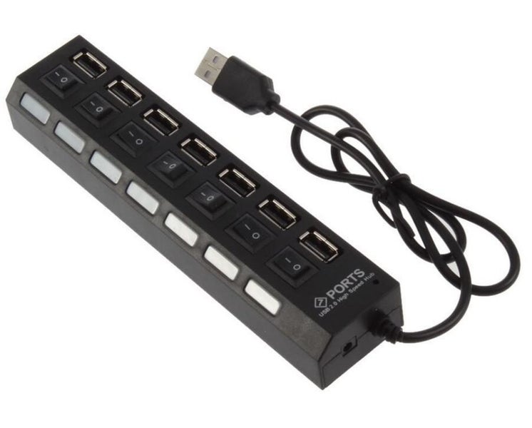 7 Port USB 2.0 Hub with On/Off Switches For Laptop PC with BLUE LED Carousel 2