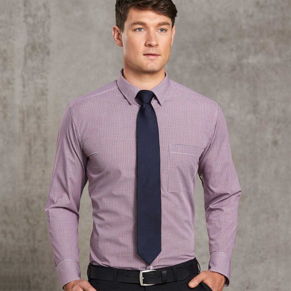 ZED | Mens Mini Gingham Long Sleeve Shirt Carousel 1