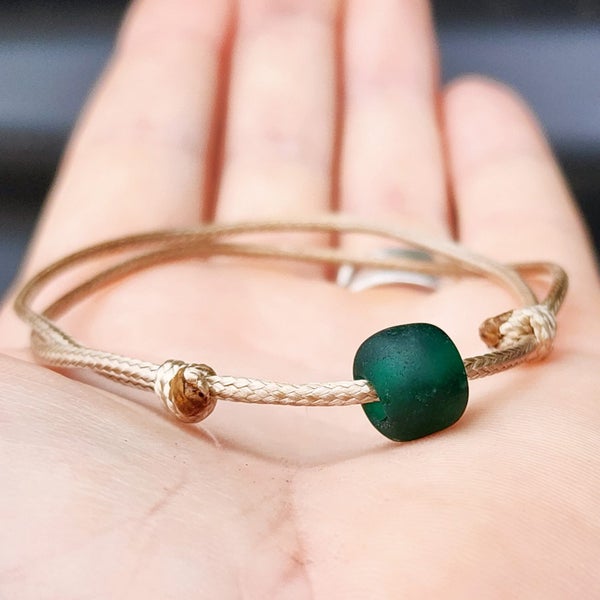 Rustic Recycled Turquoise Sea Glass One Off Bracelet (1A3-709) Carousel 1