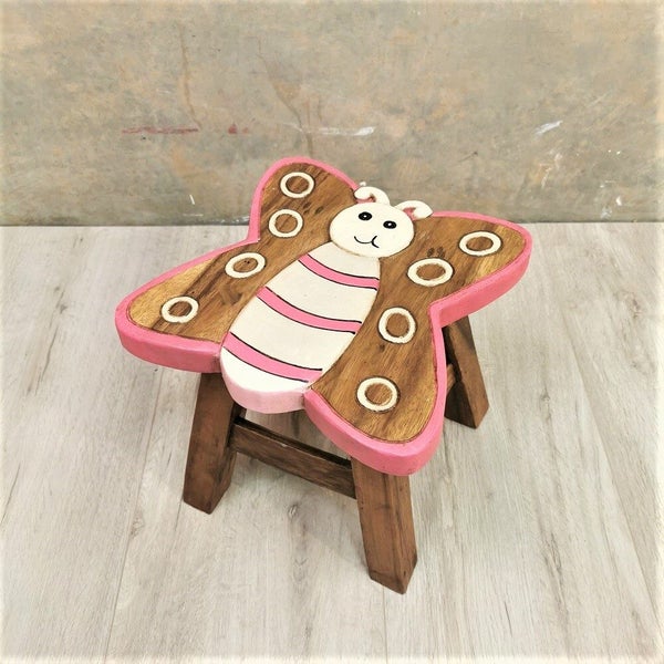 Kids Wooden Stool Butterfly MANGO TREES Children Chair Toldder Step Stool Carousel 2