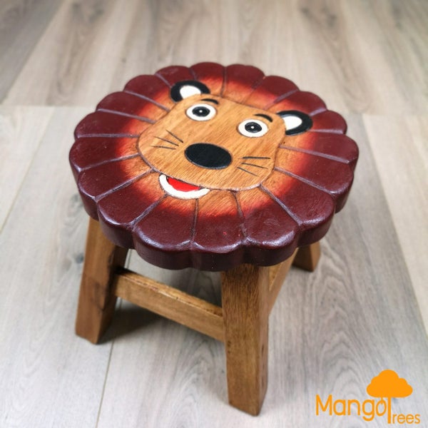 Kids Wooden Stool Lion MANGO TREES Children Chair Toldder Step Stool Carousel 1