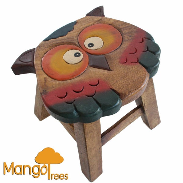 Kids Wooden Stool Owl MANGO TREES Children Chair Toldder Step Stool Carousel 1