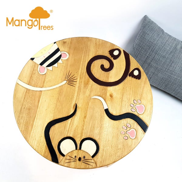 Solid Wood Kids Table Toddler Study Dining MANGO TREES Round Children Desk Carousel 2