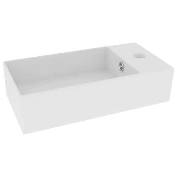 vidaXL Bathroom Sink with Overflow Ceramic Matt White Carousel 2
