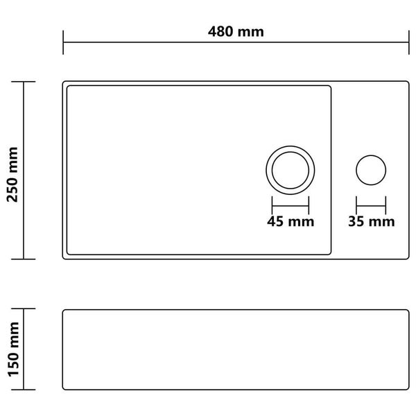 vidaXL Bathroom Sink with Overflow Ceramic Matt White Carousel 7