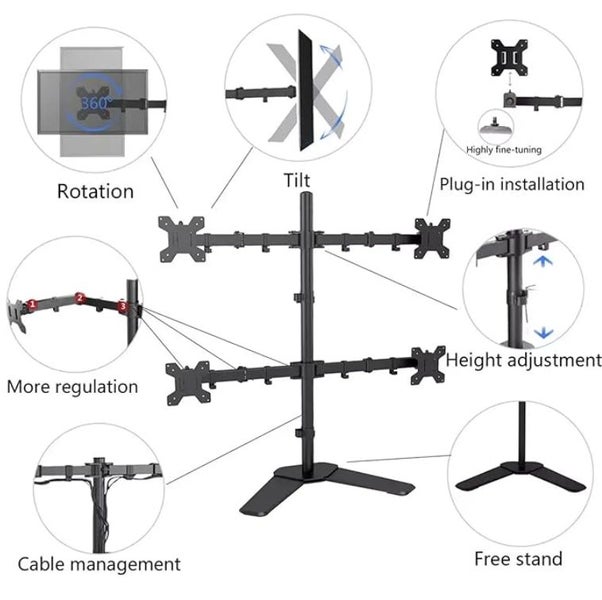 Universal Monitor Stand With Four Arm Screens 13" to 27" Inches Snap Deal Carousel 2