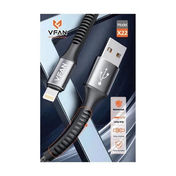 VFAN X22 USB-C to Lightning Fast Charging Cable PD30W 2 Mts - Black Carousel 2