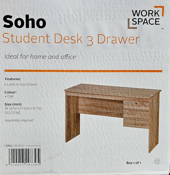 Workspace Soho Student Desk 3 Drawer Carousel 1