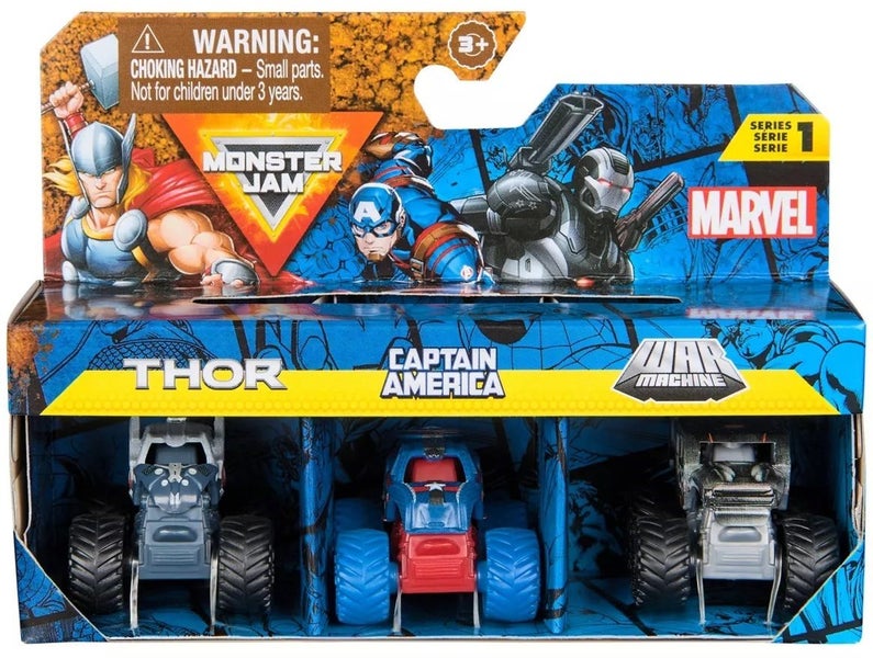 Monster Jam: 1:87 Scale Marvel 3-Pack - Thor, Captain America & War Machine Carousel 1