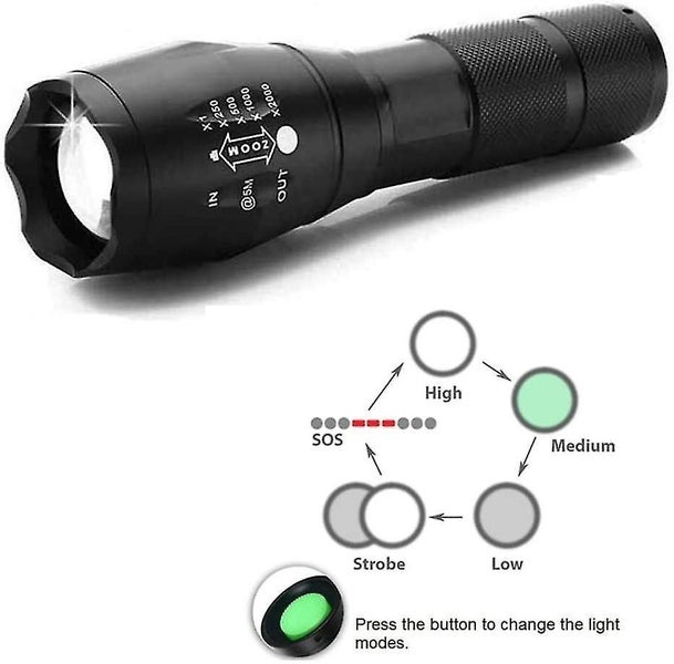 Led Red Light Flashlight 500 Lumens Rechargeable Led Torch Waterproof Zoomable Carousel 4