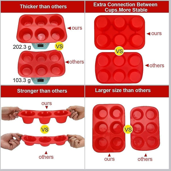 Set Of 2 Large Muffin Pan 6 Molds Silicone Muffin Pan Non-stick Baking Pan For Carousel 3