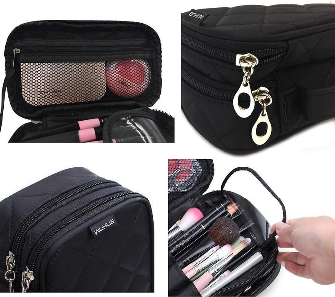 Makeup Bag, Cosmetic Bag Pouch 20 * 12 * 8 Cm Double Layer With Mirror For Women Carousel 2