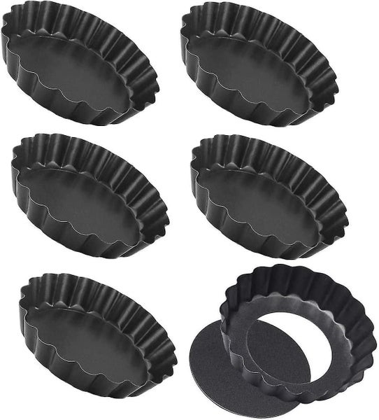 Tart Tins 6 Packs Tart Pans 4 Inch Removable Bottom Quiche Pans Non-stick Round Carousel 1
