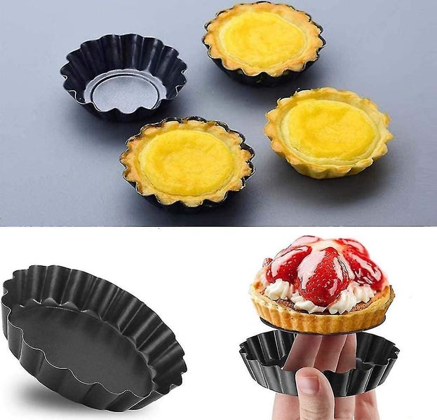 Tart Tins 6 Packs Tart Pans 4 Inch Removable Bottom Quiche Pans Non-stick Round Carousel 4