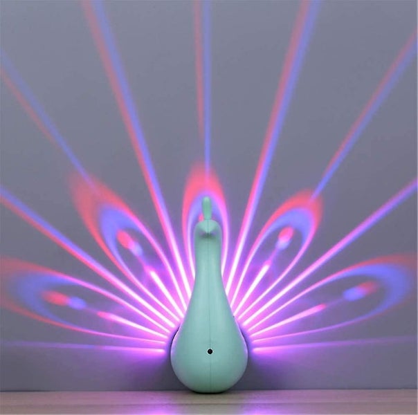 Peacock Projection Wall Lamp - LED Colorful Lights - Remote Control - Bedroom Carousel 1